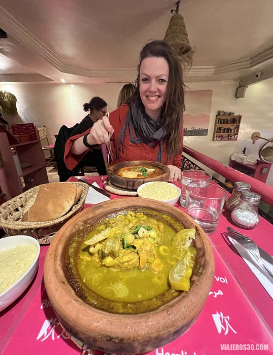 Un cena deliciosa en Marrakech.