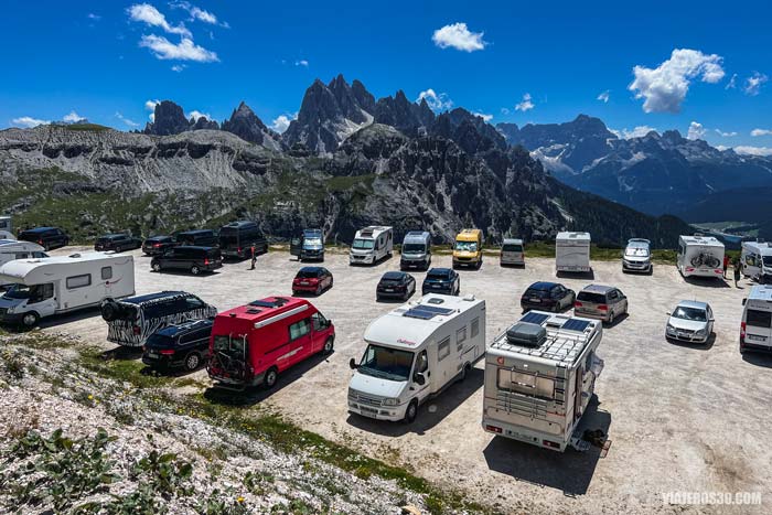 Aparcamiento para hacer la ruta de Tre Cime di Lavaredo