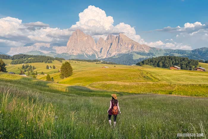 Ruta por Alpe de Siusi en Dolomitas