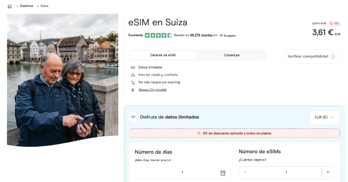 Oferta de eSIM de Holafly.